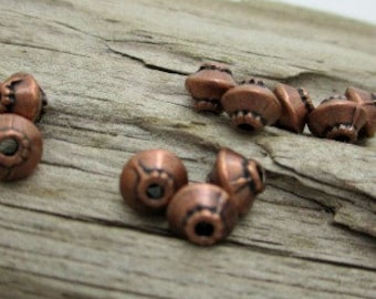 Copper Spacer Bead, Lantern Spacer Bead, Small Spacer Bead, Rustic Spacer Bead, 5x5mm (25)