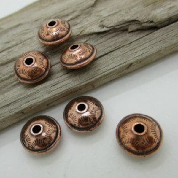 Copper Saucer Bead, Southwestern Copper, Tierracast Saucer Bead, 12x6mm (6)