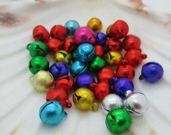 43 Vintage Christmas Jingle Bells Multi Color /& Silver Mini Original Cards