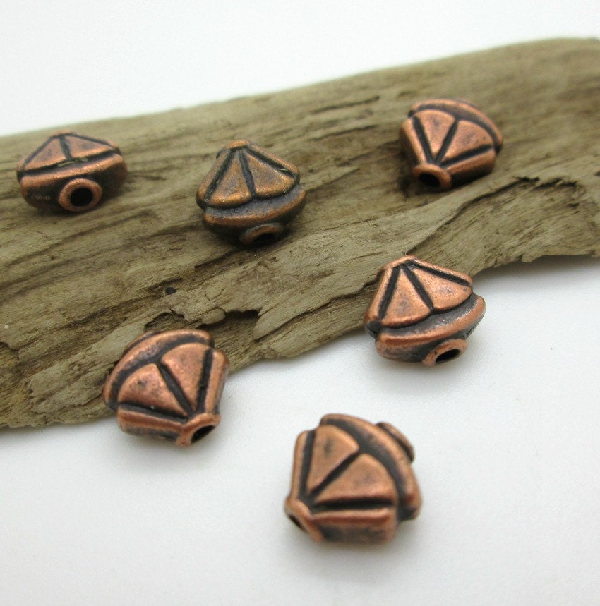 Rustic Copper Fan Spacer Bead, 10x8mm (6)
