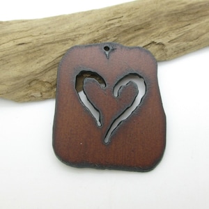 Southwestern Heart Rectangle Pendant, Cowgirl Heart Pendant, Rusty Iron Heart 50x40mm (1)
