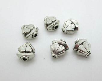 Bali Style Silver Plated Pewter Fan Shaped Spacer Bead, 10x10mm