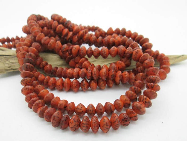 Orange Salwag Seed Saucer Bead, Natural Seed Bead, Southwest Saucer Bead, 8mm 1 strand image 1