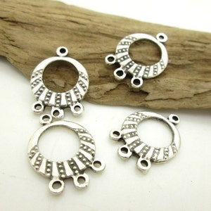 Silver Pewter Earring Dangle, Earring Chandelier, Beading Dangle, Mykonos Casting Component, Earring Charm 16mm (4)