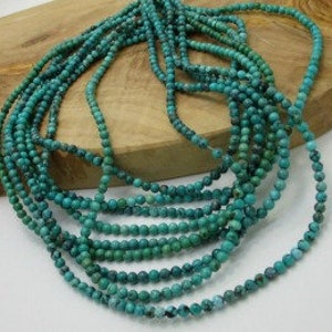 Blue Turquoise Rounds, Old Stock Chinese Turquoise, 4mm Turquoise Rounds, (1 15 1/2&quot; strand)