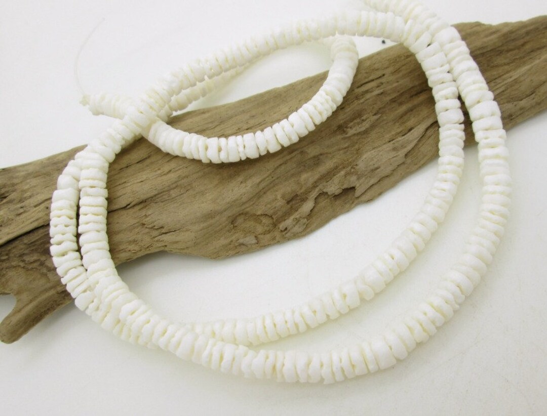White Shell Heishi Bead, Ruffle Shell Bead, Beach Shell Bead