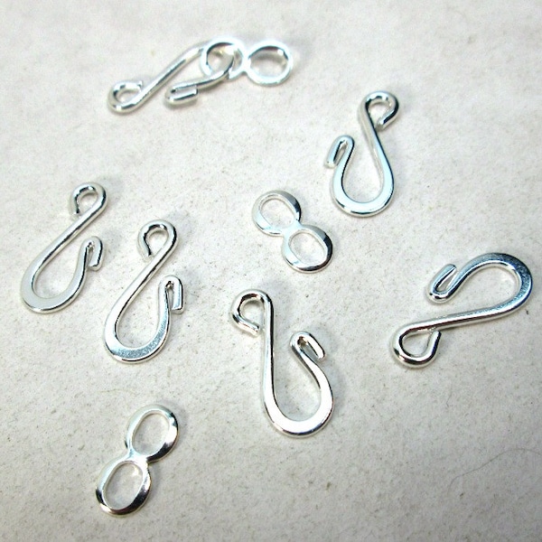 Silver Plated Hook and Eye Necklace Closure 18mm and 12mm