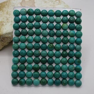 New!  Blue-green solid color.  Kingman Turquoise, Turquoise 5mm Cabochon, American Turquoise,  Undrilled Turquoise, (6 cabs)