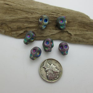 Hematite Skull Bead, Purple Iris Titanium, 10mm 10 image 3