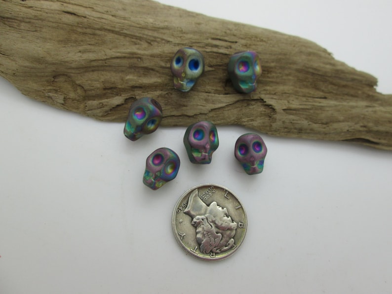 Hematite Skull Bead, Purple Iris Titanium, 10mm 10 image 3