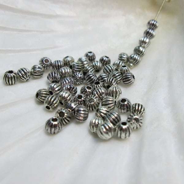 Silver Round Corrugated Spacer Bead 3mm Silver Spacer Bead (25)