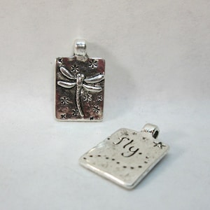 Silver Pewter Dragonfly Charm Small Pendant 21x13mm (4)