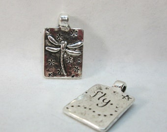 Silver Pewter Dragonfly Charm Small Pendant 21x13mm (4)