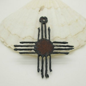 Rustic Zuni Sun Pendant, Iron Sun Pendant, Zia Sun, Hopi Sun, New Mexico Pendant, Southwestern Pendant 62x55mm (1)