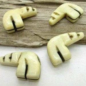 Walking Bear Bone Bead, Native American Bear, Primitive Bear Bead, Bone Bear Pendant, Bear Earring Drop, Natural Bone Bear, (20x27mm (4)