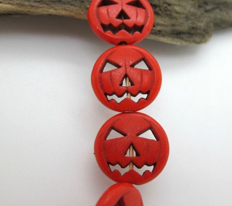 Small Jack O Lantern Bead, Orange Pumpkin Charm, Stone Pumpkin 15mm(6 ...