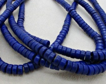 Cobalt Blue Howlite Stone Heishi Beads, 6x3mm, 1/2 strand