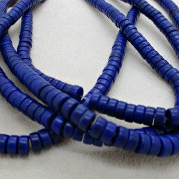Cobalt Blue Howlite Stone Heishi Beads, 6x3mm, 1/2 strand