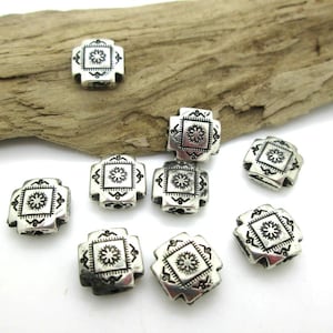 Silver Cross Bead, Pewter Spacer Bead, Southwestern Cross, Four Corners Cross Bead, 10mm (6)