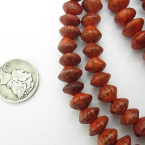 Orange Salwag Seed Saucer Bead, Natural Seed Bead, Southwest Saucer Bead, 8mm 1 strand image 2