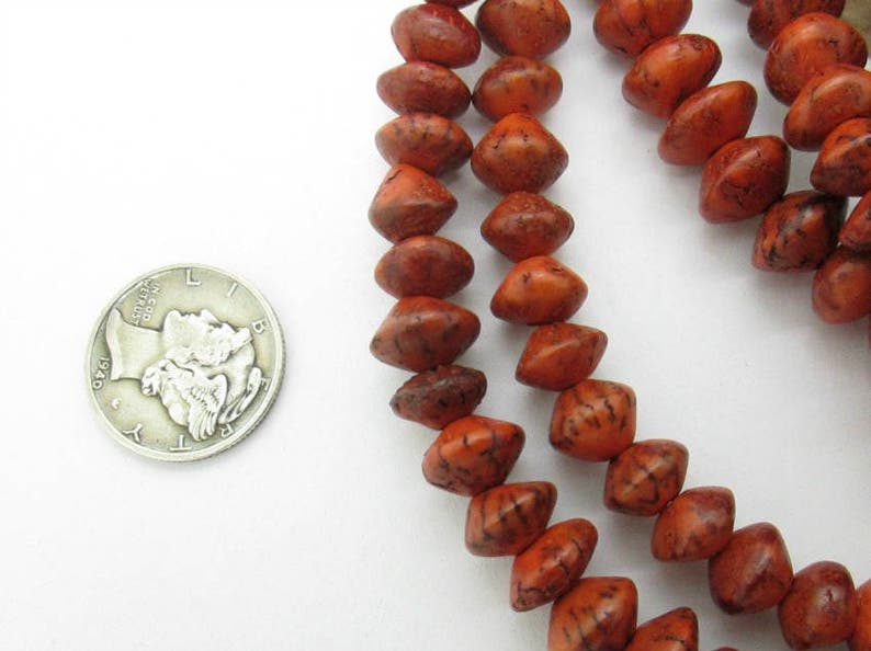 Orange Salwag Seed Saucer Bead, Natural Seed Bead, Southwest Saucer Bead, 8mm 1 strand image 2