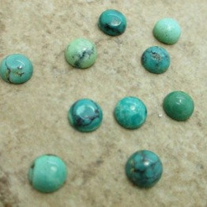 Round Turquoise cabochon, Tibetan Turquoise Cab, 4mm Round Cab, Real Turquoise Cab, Flatback Turquoise, 4mm (10)
