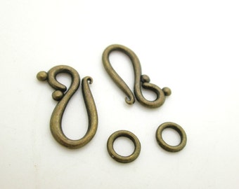 Rustic Bronze S Clasp, Necklace Clasp, Bronze Findings, Clasp Component, 20mm (5)