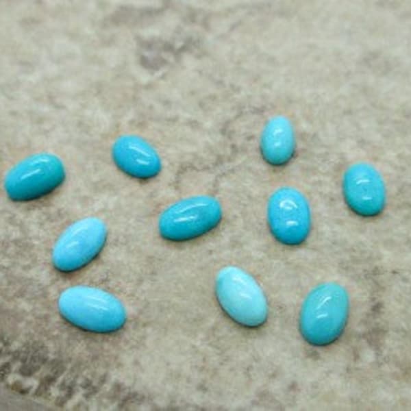 Tiny Turquoise Oval Cab, Sleeping Beauty Cab, Old Stock Turquoise, Blue Turquoise Cab, Genuine Turquoise, 5x3mm (10)