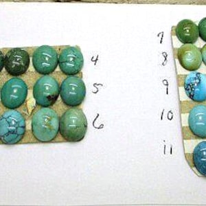 Turquoise Oval Cabochon, Matched Pairs, Old Stock Chinese Turquoise, Genuine Turquoise, 11x8mm (1 pair)