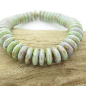 Glass Disc Spacer Bead, Small Light Green Disc Bead, Czech Glass Spacer Bead, 6mm spacer bead, (50)