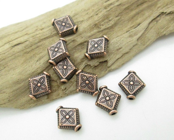 Antiqued Copper Diamond Shape Spacer Bead, 10x8mm (10)