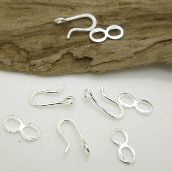 Small Hook and Eye Clasp, Silver Plated Hook Eye, Necklace Clasp, 18mm with 8mm Fastener (12)