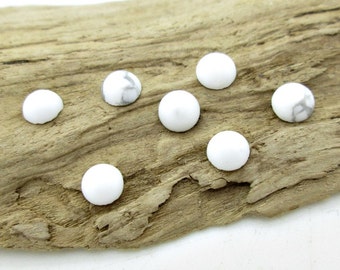 White Howlite Stone Round Flat Back Cabochon, 5mm, (10)