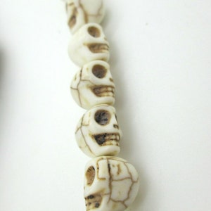 Natural Stone Skull Bead, White Howlite Skull Bead, 10mm (10)