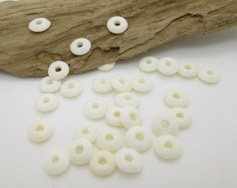 White Bone Saucer Rondelle Bead, Bone Spacer Bead, Bone Saucer Bead, 6mm (20)