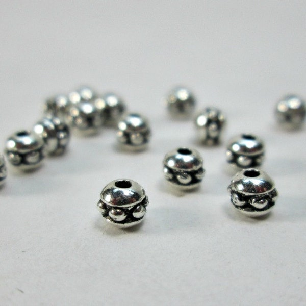 Tiny Tierracast Round Pewter Spacer Beads with Design, 3mm, (10)