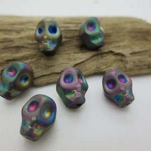 Hematite Skull Bead, Purple Iris Titanium, 10mm (10)