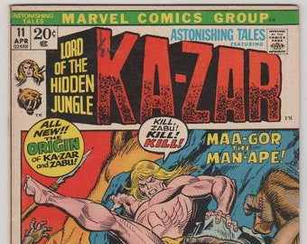 Astonishing Tales (Featuring Ka-Zar); Vol 1, 11, Bronze Age Comic Book. FN/VF (7.0), April 1972. Marvel Comics