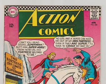 Action Comics; Vol 1, 336 Silver Age Comic Book.  VF- (7.5). April 1966.  DC Comics