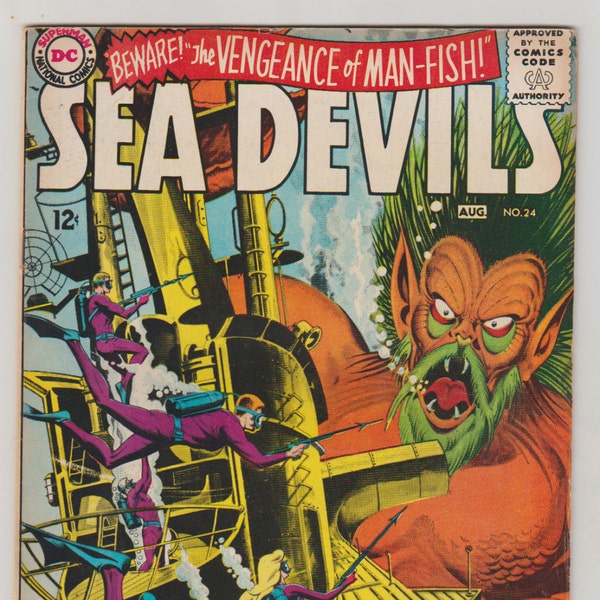 Sea Devils; Vol 1, 24, silbernes Alter Comic-Buch.  VF-(7,5). August 1965.  DC Comics