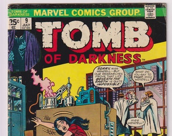 Tomb of Darkness; Vol 1, 9, Bronze Age Horror Comic. VG (4.0). July 1974. Marvel Comics.