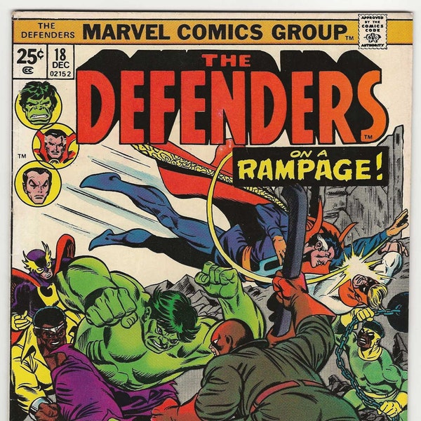 Defenders; Vol 1, 18, Bronze Age Comic Book.  FN/VF (7.0). September 1974. Marvel Comics