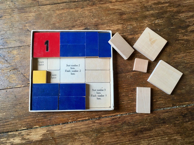 1927 Wooden Sliding Block Puzzle / Game. Complete with Etsy