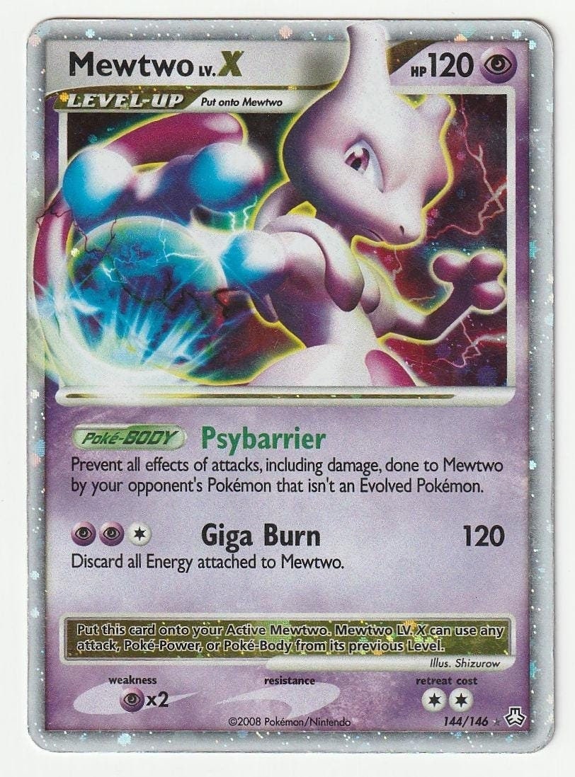 Mewtwo Lv. X Holo Pokemon Card, Legends Awakened, 2008 - Etsy