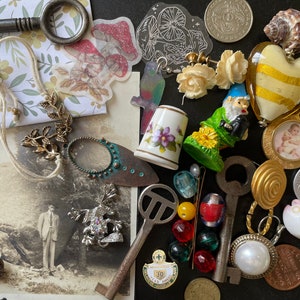 Vintage Miniatures Mystery Bag: Beads, Charms, Trinkets for Assemblage Art