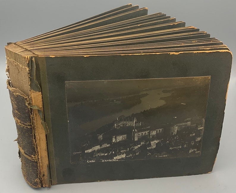 Scarce pre WW1 BI Plane Arial Silver gelatin Photographic print collection of 60 French Chateau\u2019s /& Castles in Volume bond book!