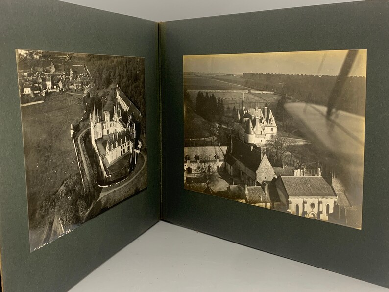 Scarce pre WW1 BI Plane Arial Silver gelatin Photographic print collection of 60 French Chateau\u2019s /& Castles in Volume bond book!