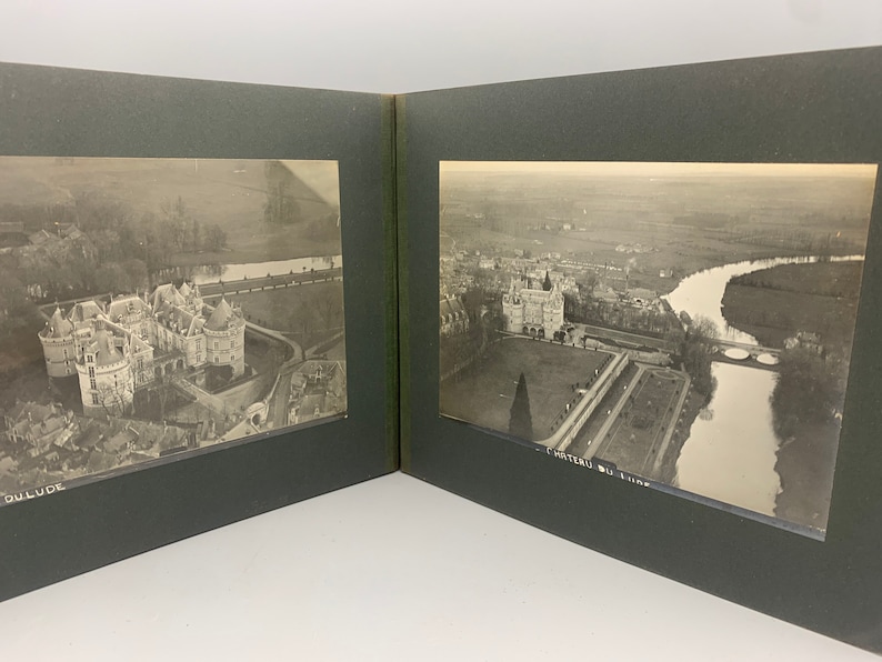 Scarce pre WW1 BI Plane Arial Silver gelatin Photographic print collection of 60 French Chateau\u2019s /& Castles in Volume bond book!