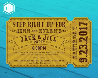 Jack and Jill Shower Invitation | Vintage Circus Theme | Circus Ticket