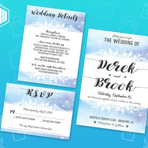 Ensemble de faire-part de mariage à imprimer | Inviter | Carte d'informations | Carte RSVP | Thèmes saisonniers à l'aquarelle
